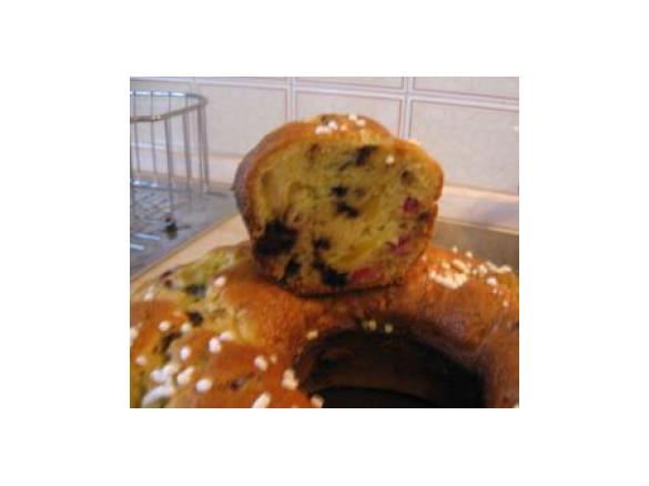 ciambella ai frutti di bosco, mele e gocce di cioccolato