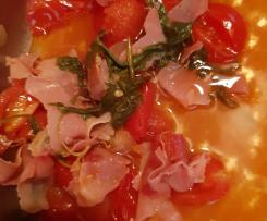 Ruck e specola - sugo per pasta pomodorini speck e rucola