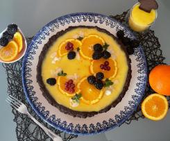 Crostata con frolla al cacao, marmellata di arance con orange curd