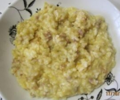 Risotto con salsiccia e scamorza affumicata