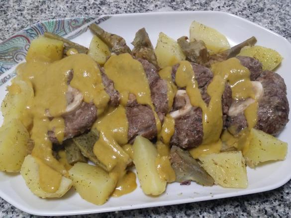 Ossobuchi al marsala con carciofi patate in salsa di verdure