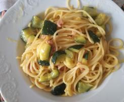 CARBONARA DI ZUCCHINE FAGIOLINI E PANCETTA
