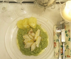 Baccalà agli agrumi con  purea di cavolo romano