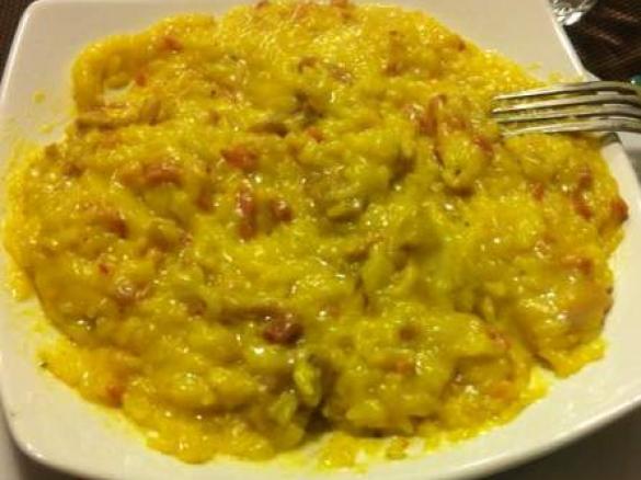 risotto giallo con pancetta e funghi