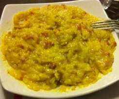 risotto giallo con pancetta e funghi