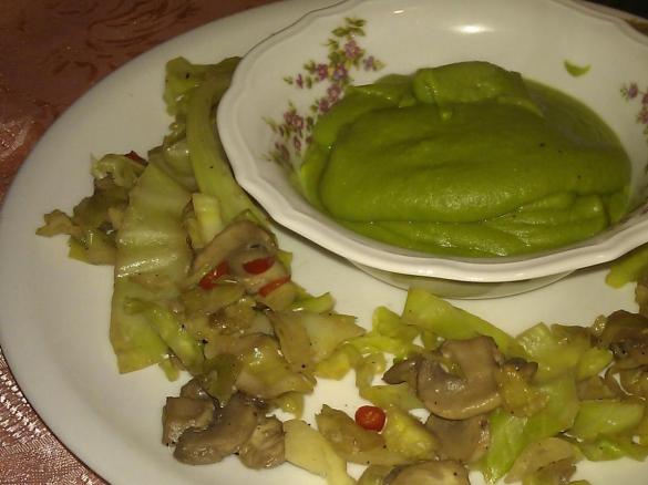 Funghi&Verza con Crema di Piselli