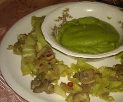 Funghi&Verza con Crema di Piselli