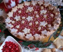 Crostata con crema di mele e chicchi di melagrana
