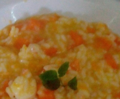 Risotto con zucca rossa e gamberetti