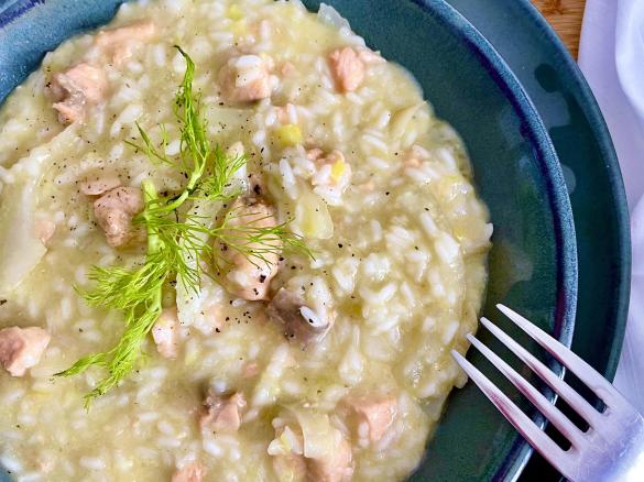 Risotto salmone porri e finocchi
