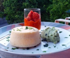 FLAN DI RICOTTA CON CREMA DI PEPERONE E PUREA DI BROCCOLI (CONTEST MULTILIVELLO)