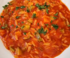 ZUPPA DI RISONI CON PANCETTA E VERDURE