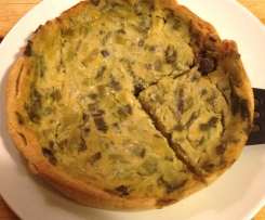 Torta salata porri, tofu e olive