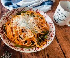 Spaghetti e fagiolini con ricotta marzotica