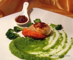 Capesante con crema di broccoli