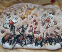 Focaccia primavera con finocchietto selvatico e salsiccia -contest primavera