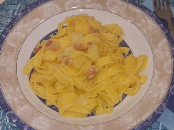 Pasta con Crema di Patate e Speck