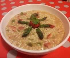 Risotto alle fragole, asparagi e mandorle
