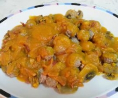 Polpettine con funghi in salsa di zucca