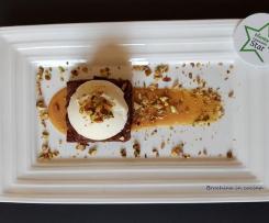 Brownie con gelato alla ricotta e dulce de leche