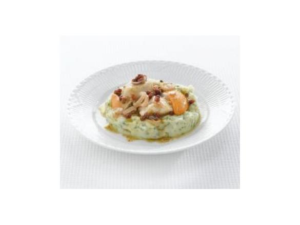 Capesante al pepe rosa con purè verde