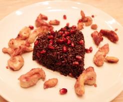 Riso Venere al Melograno con Straccetti di Pollo & Mandorle "senza glutine" (contest ricette leggere)